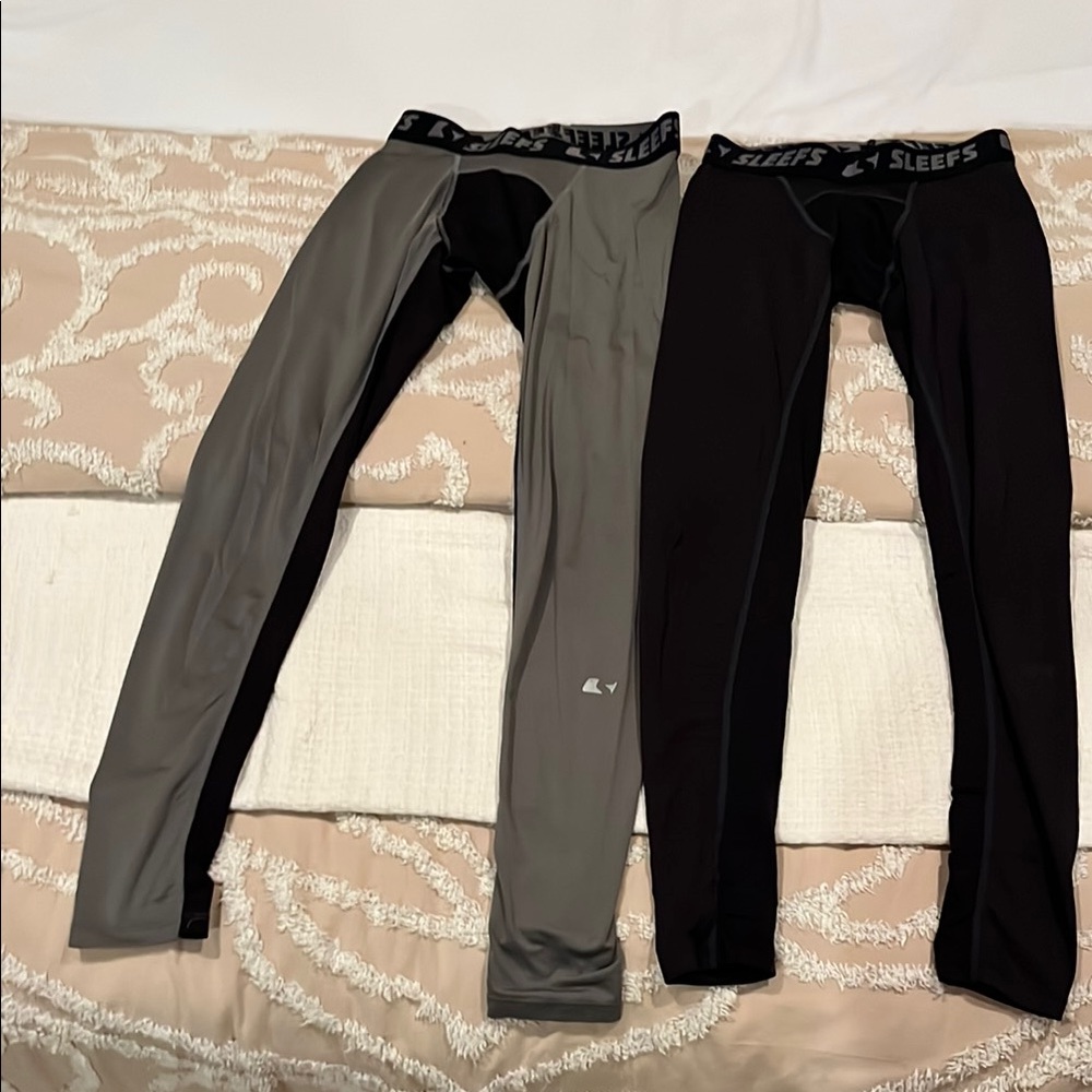 2 men’s  Compression Leggings - Black and Gray.  Good condition